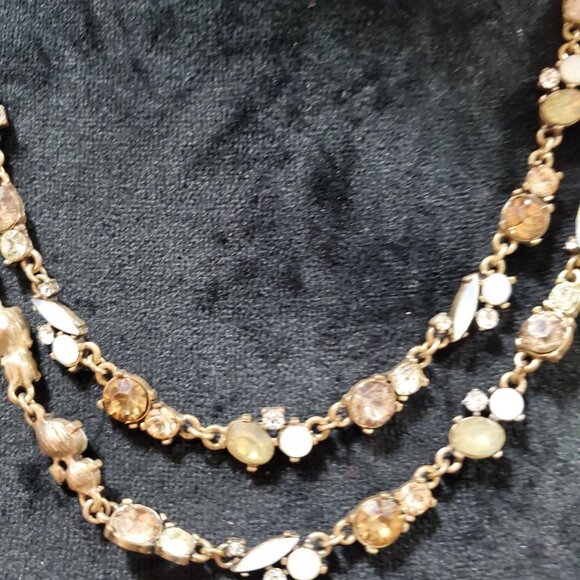 Women's Gold Tone Beaded Double Strand Chain Fashion Jewelry Necklace - Picture 3 of 4